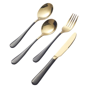 High Quality Restaurant Luxury Polished Flatware Gold Wedding Cutlery Set Stainless Steel 18/10