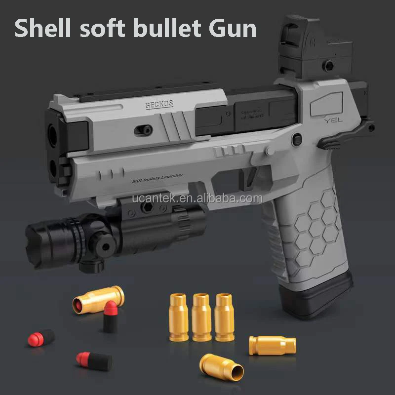 Automatic Reload Shooting Blaster Gun EVA Foam Soft Bullets Shell Ejecting Gun Glock Pistol Toys