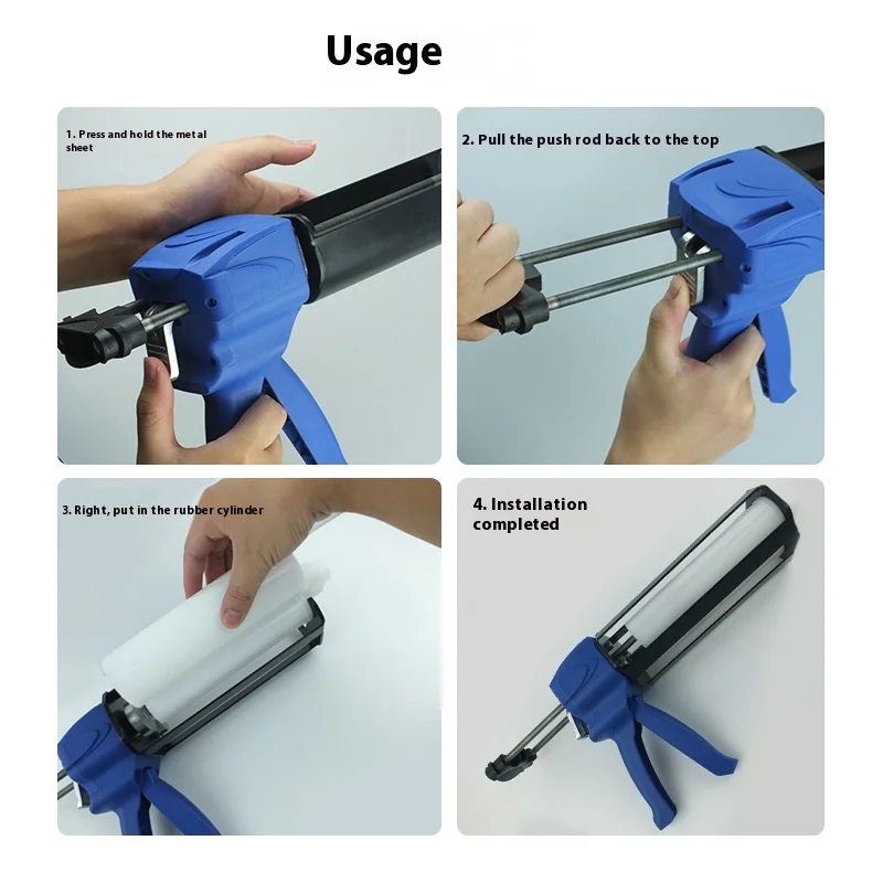 400ml Industrial/DIY Dual Component AB Glue Gun Steel Large Capacity Manual Syringe Glue Tube Pusher Sealant OEM Customizable