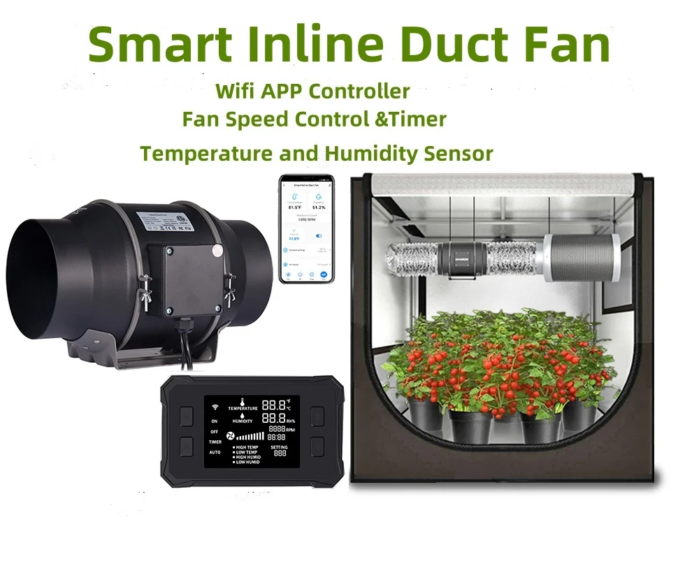 2023 Newest 4x4 Smart LED Grow Plant Indoor Tent Kit 540w 720w Dimmable Grow Light UV IR with 6 Inch EC Fan Ventilation Combo