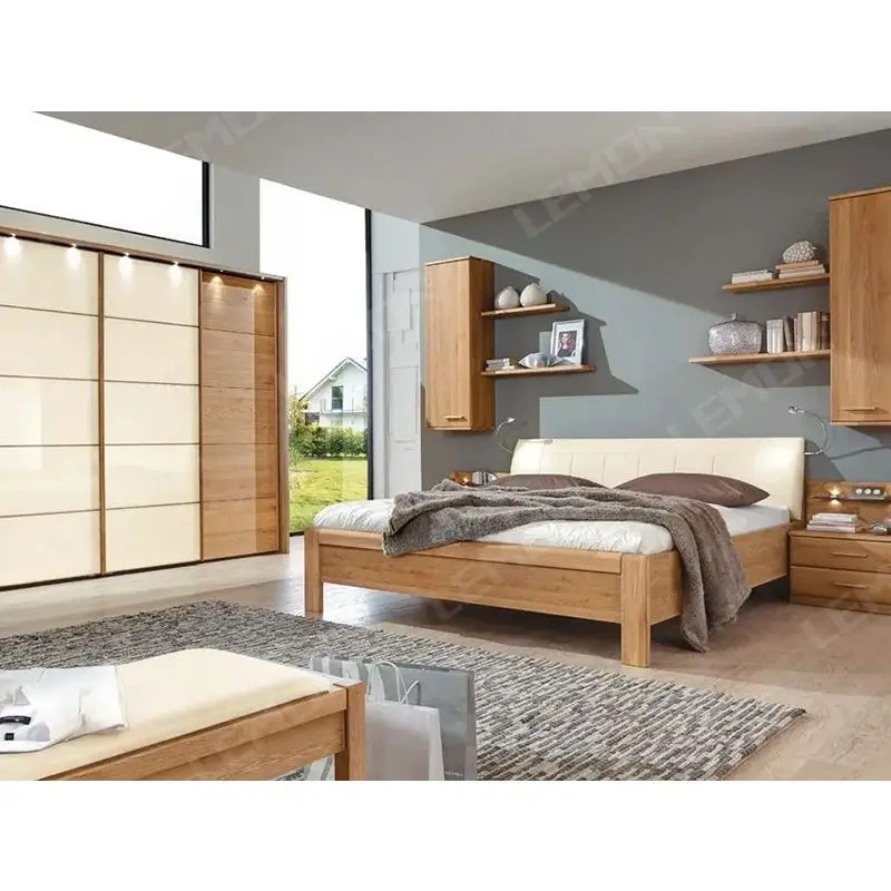 Modern Design High Glossy Sliding Door Wood Grains Large Storage Wardrobe Clothes Organizer Wardrobes Closet