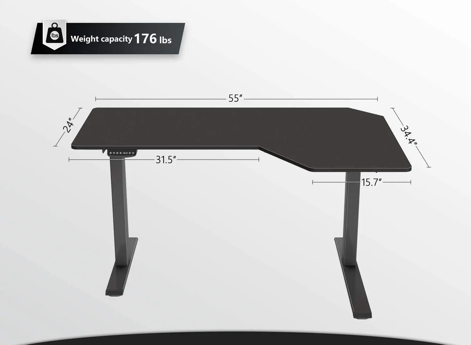 Lshaped Electric Standing Desk 55 Inch Electric Height Adjust Stand Up