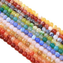 Multi Color Natural Gemstone Beads Dragon Vein Agate Beads Round Loose Beads for Jewelry Making with Crystal Stretch Cord