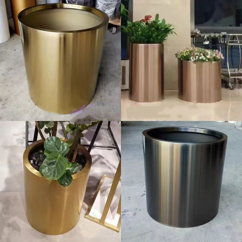 Luxurise Edelstahl-Pflanzgefe, Goldener Corten-Stahl Pflanzentopf,  Moderner Klassischer Pflanzkasten fr Hotels