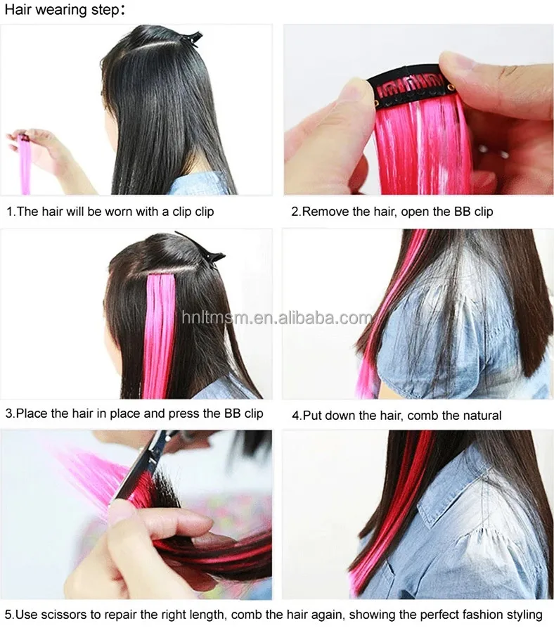 Colorful Wig Highlight Rainbow Hair Extensions Wigs Clip In One Piece