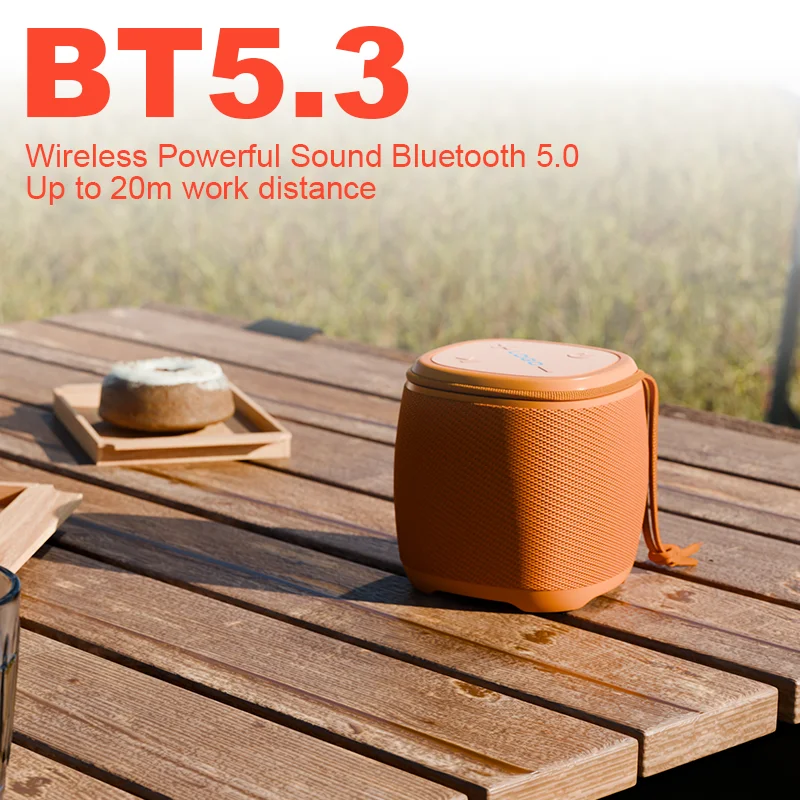 OEM Factory Price 8W RGB Waterproof IPX5 Round Mini Bocina Portable Fabric Outdoor BT Wireless Blue Tooth Speaker