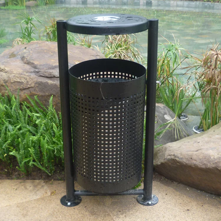 garden cigarette bin Outdoor Garden Steel Garbage Unique Design Wall Mounted Waste Bin With  Ashtray