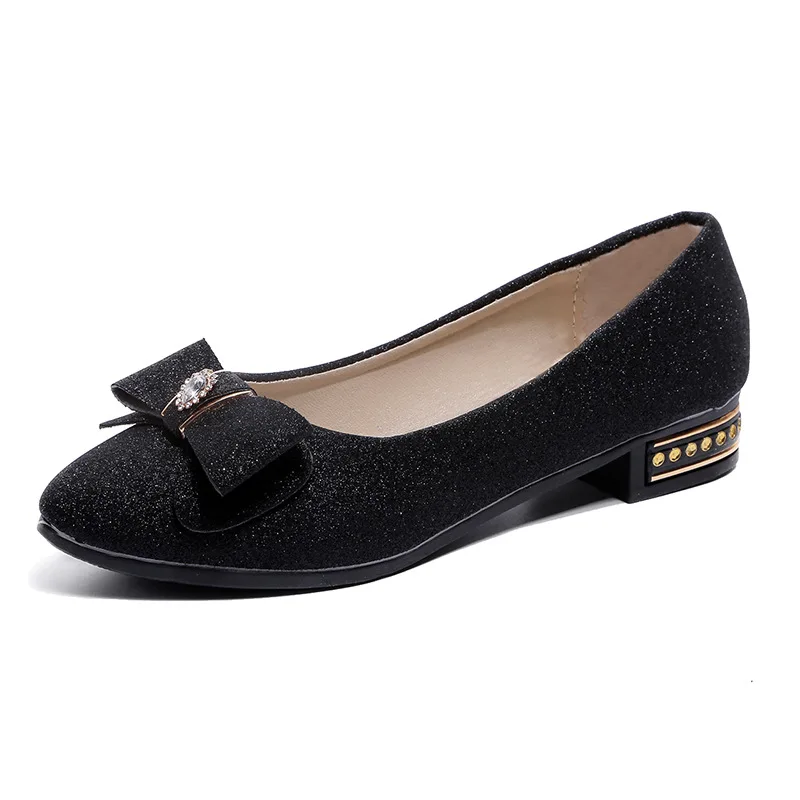 New Formal Shallow Mouth Women's Pointed Flat Sole Single Shoes Pu Flat  Heels Picture Winter Simple Shoes for Women