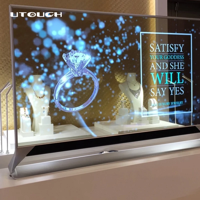 55 Inches OLED Transparent Screen Desktop Floor Standing Digital Signage LG Smart Tv Creative Touchscreen Display Monitor