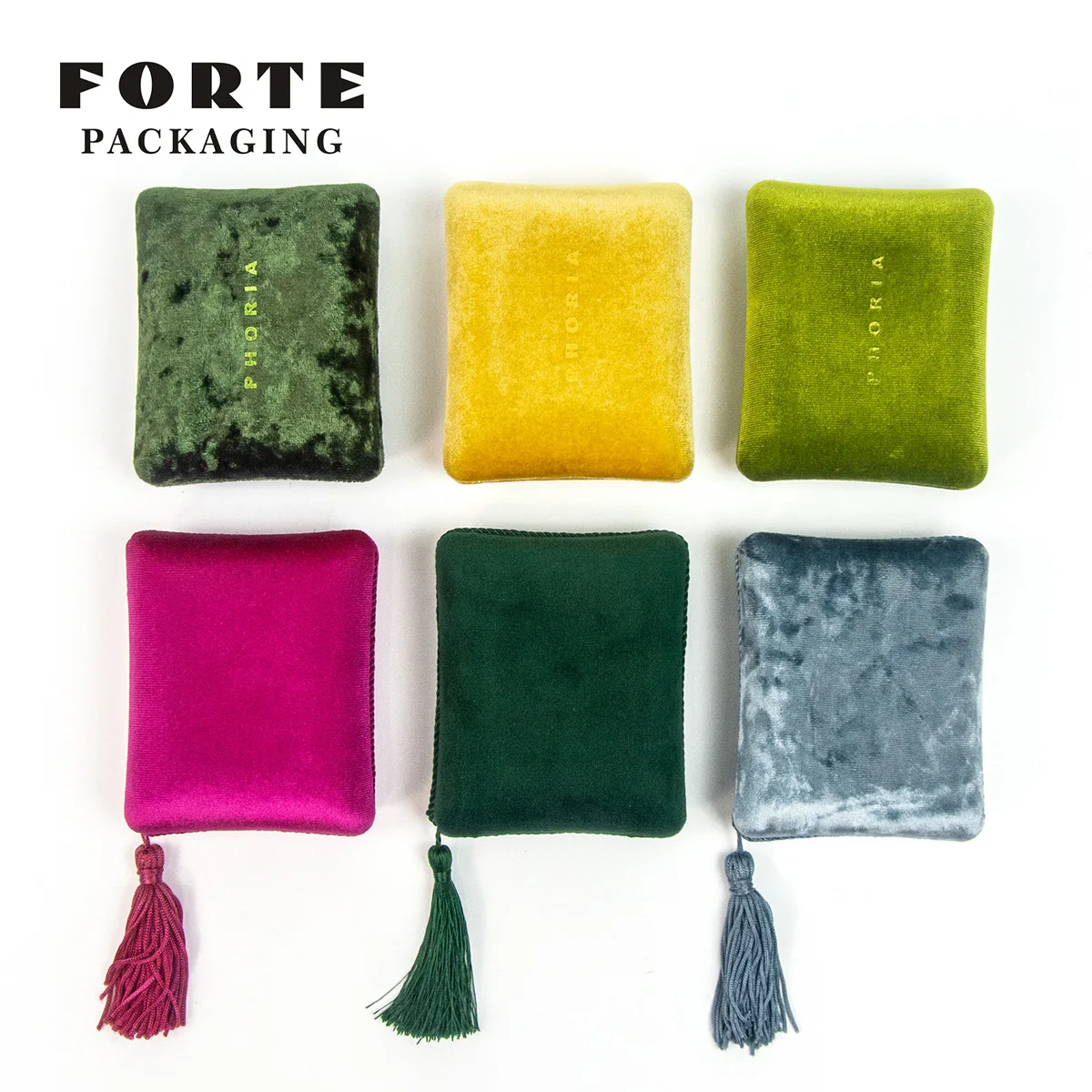 FORTE Custom Logo Printed Wedding Satin Jewelry Boxes for Pendant Bracelet Ring Packaging Velvet Tassel Details Perfect Gift