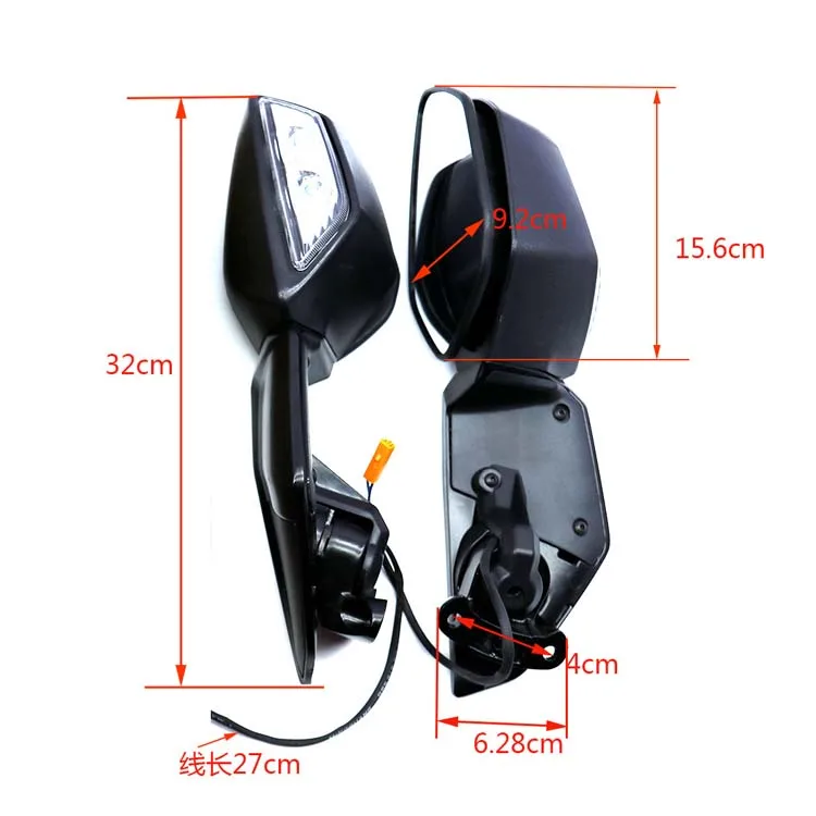 Motorcycle Rear View Side Mirror With Turn Signal Lights For Kawawsaki