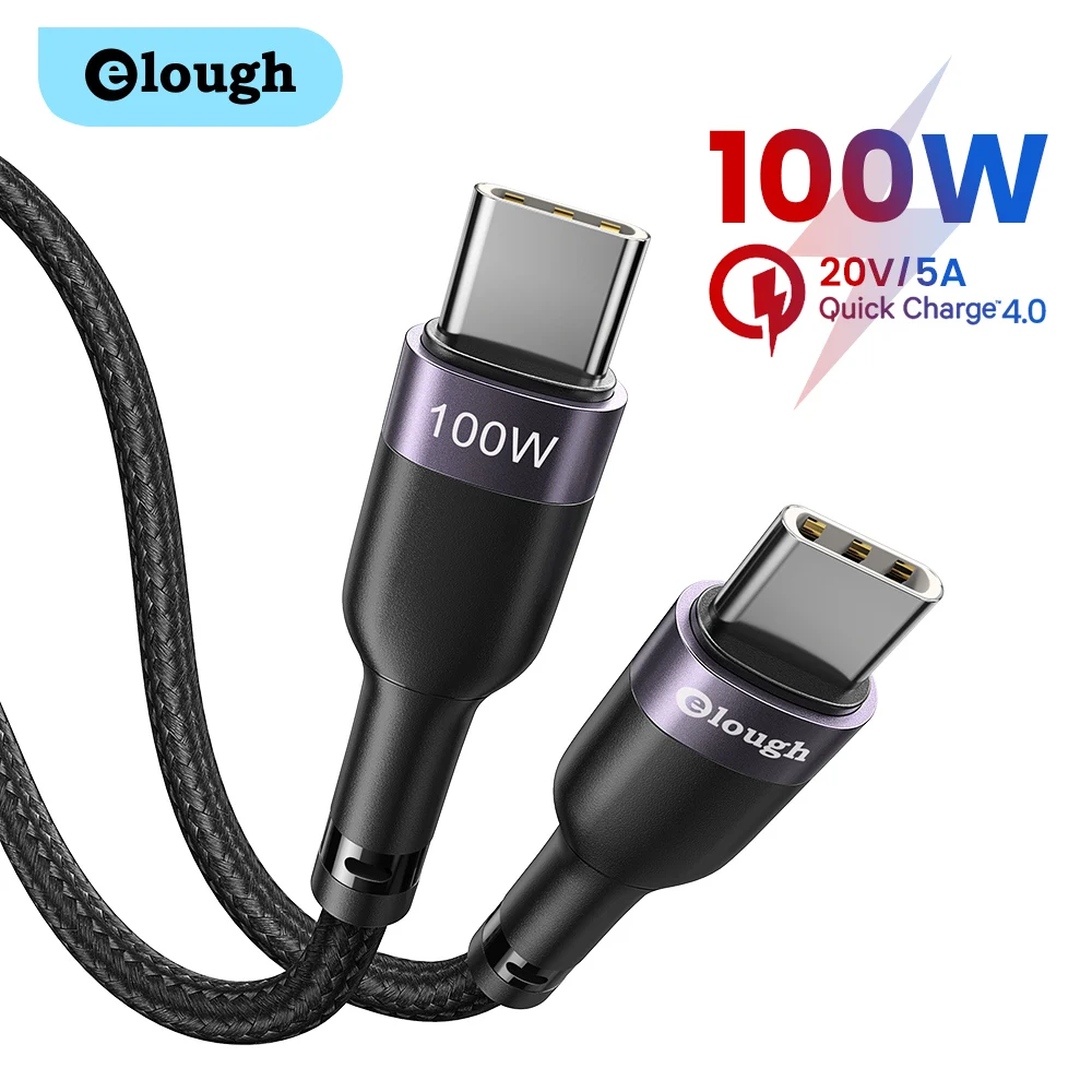eLough 100W Type C to Type C Cable Fast Charging Charger Android For Samsung