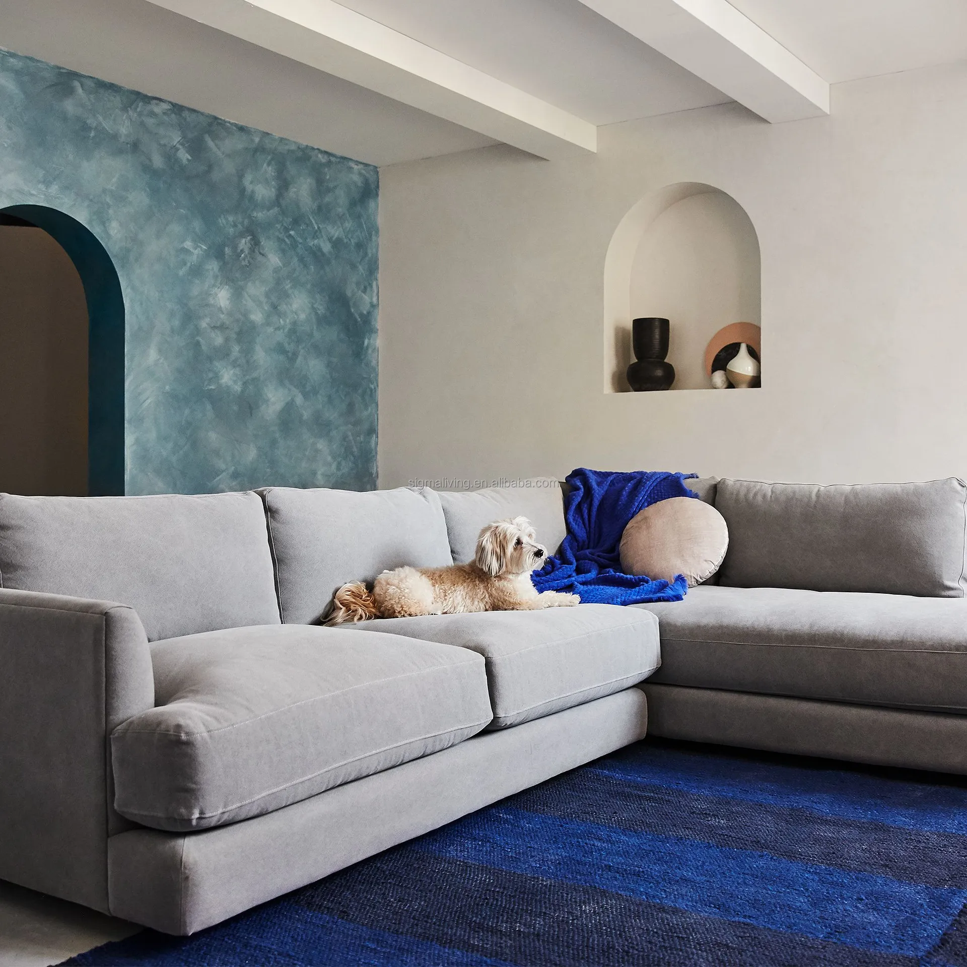 Living room sofa indoor furniture 2-piece bumper chaise corner sofa