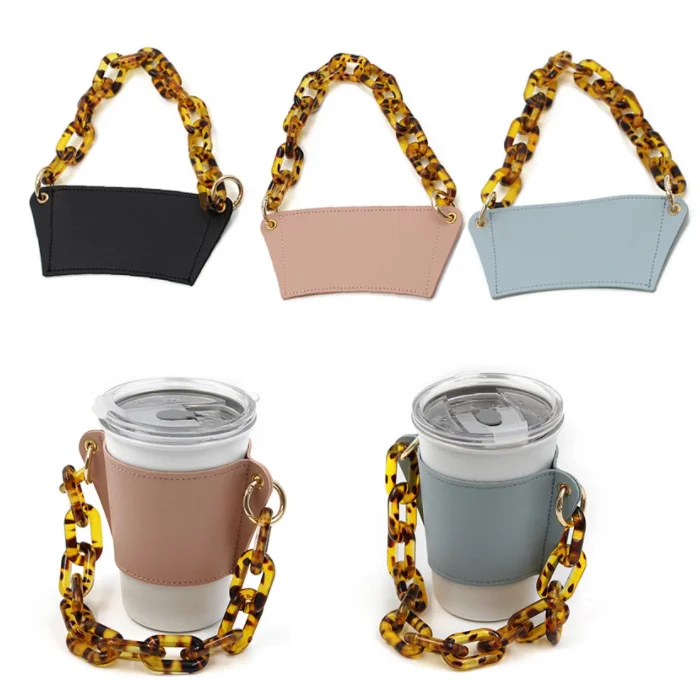 Golden Sunset Sleeve, Coffee Cup Holder with Chain