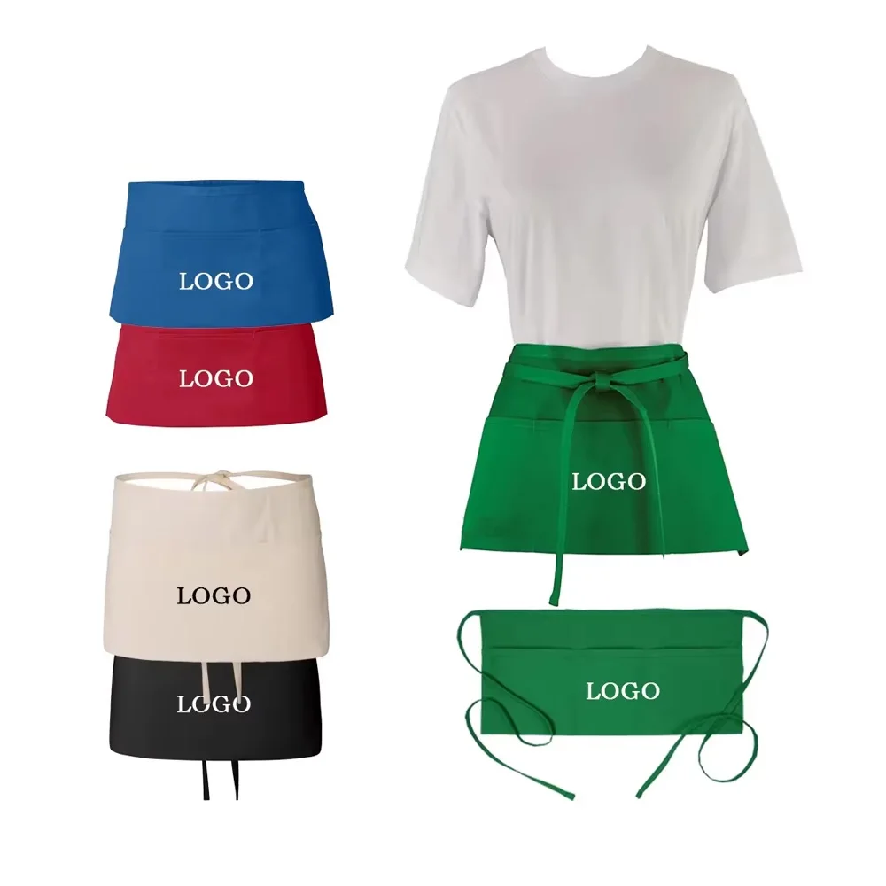 MengH-SHOP Grembiule da Cucina Impermeabile con 2 Tasche Uomo Donna Regolabile Grembiule da Chef per Cucina Ristorante Barbecue Giardinaggio Artigianale Cottura 2 Pezzi (Rosso e Nero