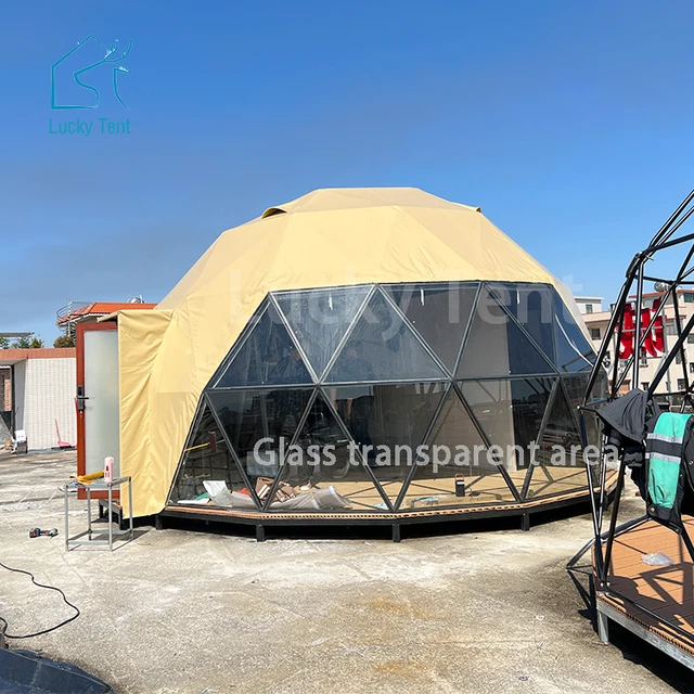 American Heated Hotel Dome Home Desert Yellow Dome House Camping Tent With Glass Window