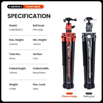 Quick Expand Locked Photography Carbon Fiber Tripod Carbon Fiber Camera Tripod 360 Panaroma Dslr Travel Tripod product image