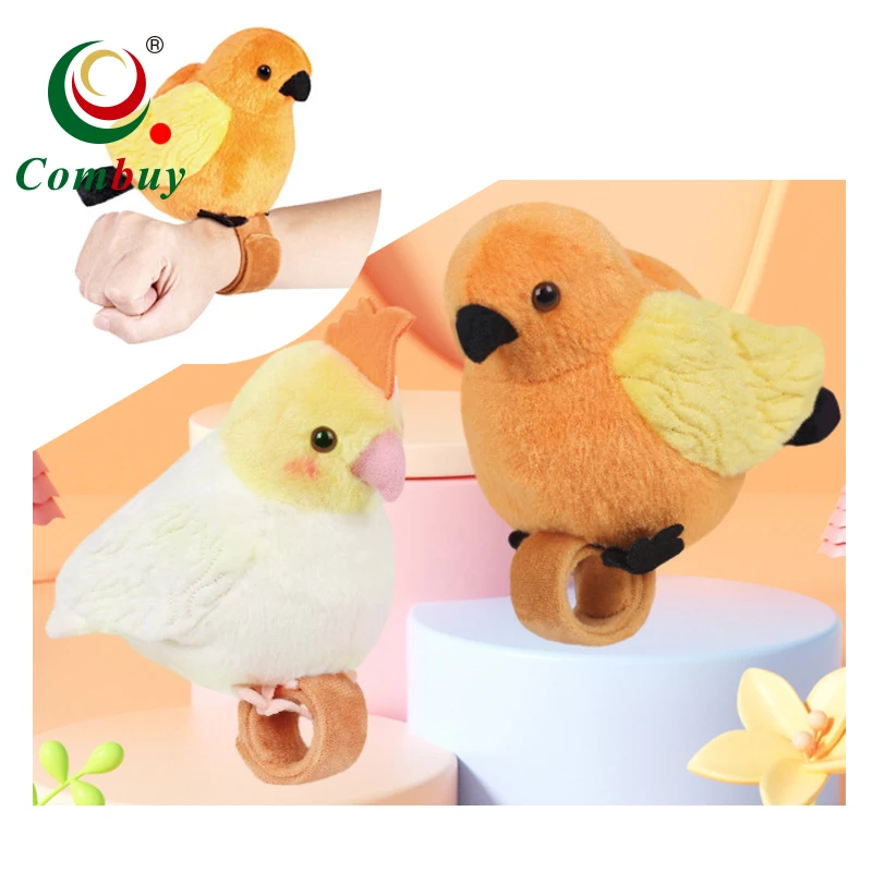 Simulation Cute Soft Talking Parrot Bird Plush Toy with Wristband