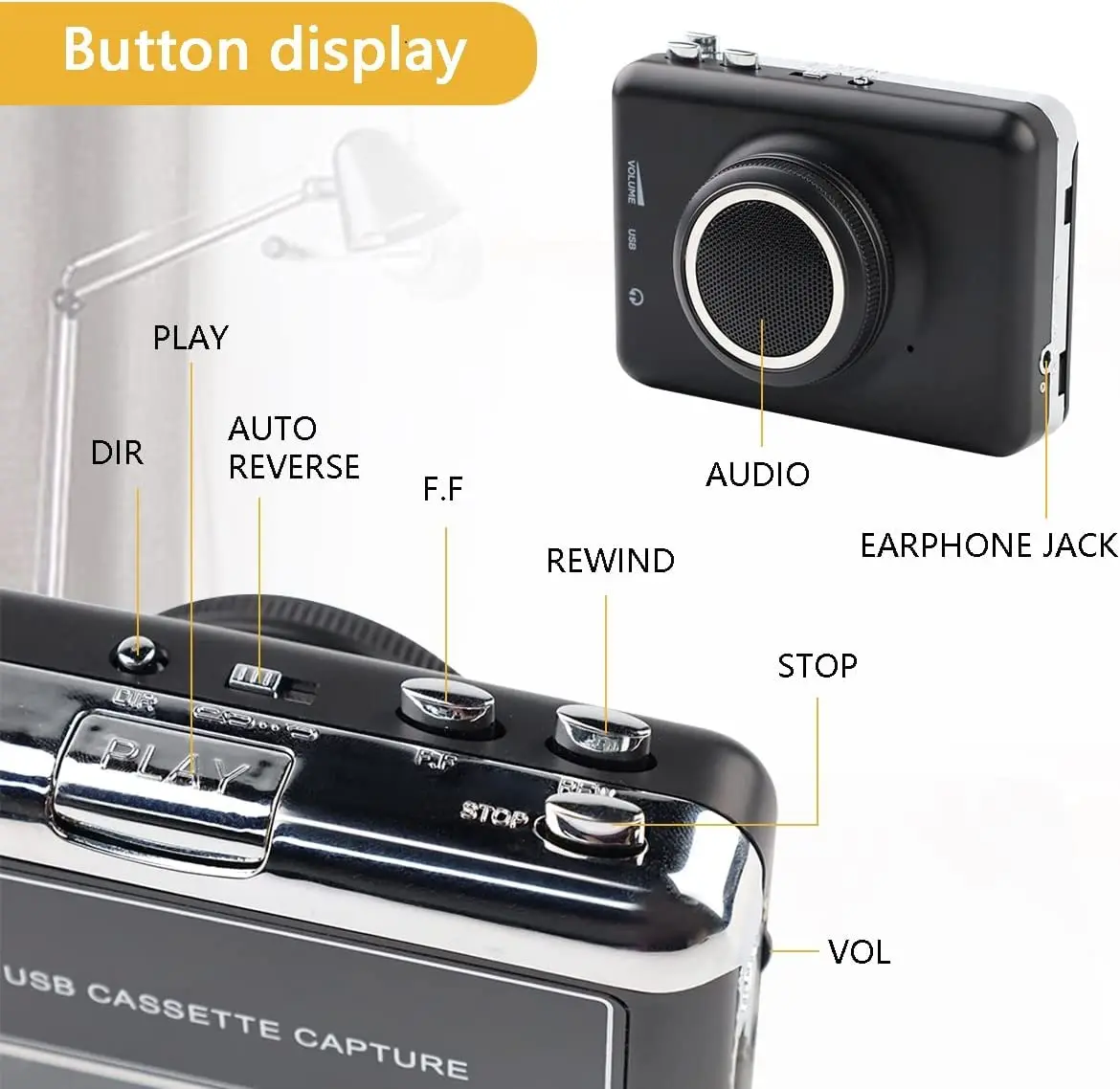 Portable Walkman Auto Reverse Cassette Player With Speaker/earphone