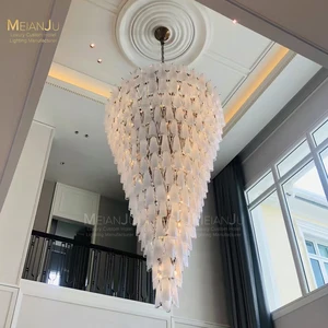 Custom Made Indoor Oval Crystal Glass Chandelier White Banquet Art Decoration for Villa Hotel Lobby Fancy Project
