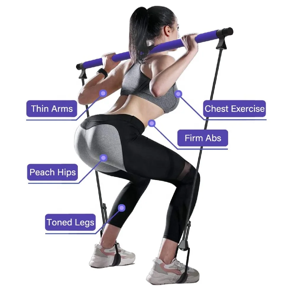 Machine Sport Maison Kit Barre Pilates 19 Pièces - Bandes Résistance 95kg équipement Fitness Fitness Materiel