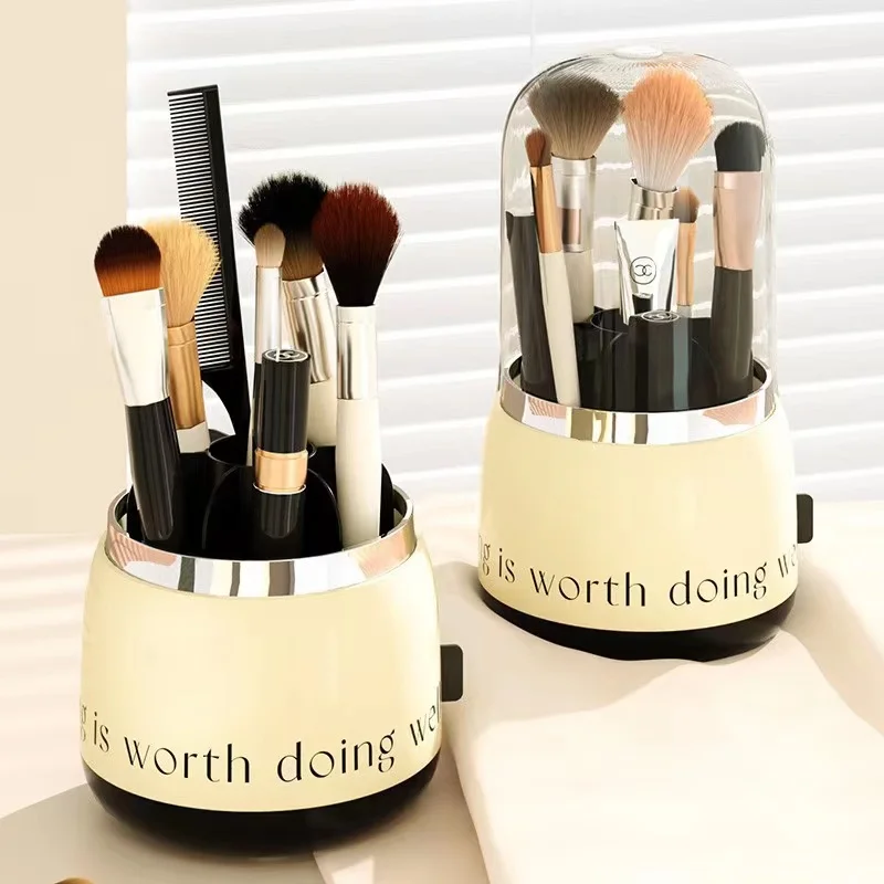 Custom logo eyebrow pencil lipstick Cosmetic Storage box 360 Rotation dustproof makeup brush organizer