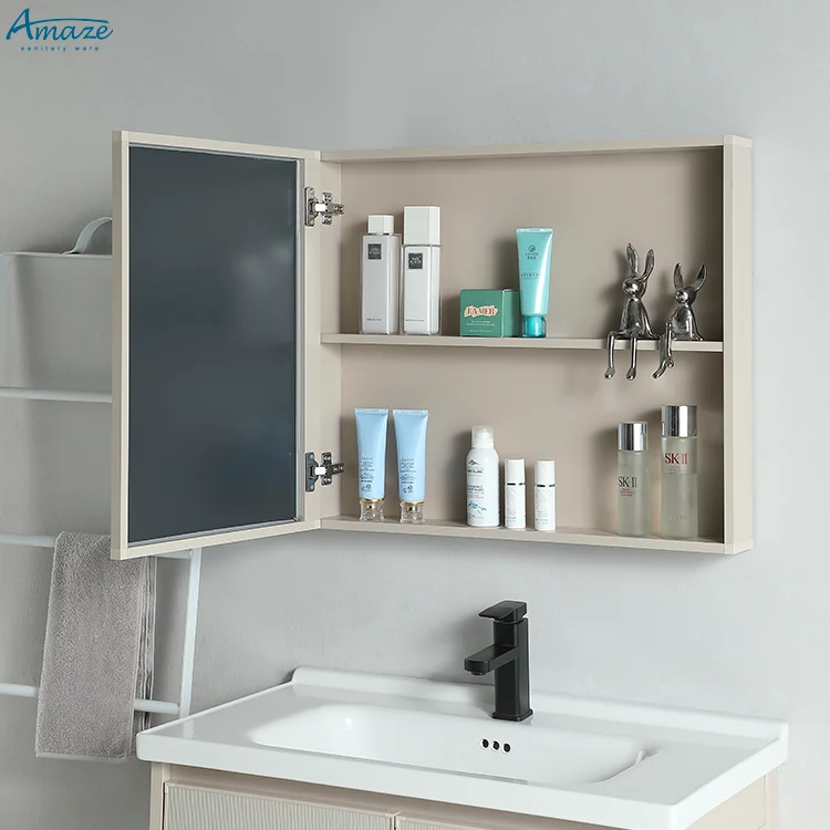 China high quality design vanity bathroom mirror modern wall mounted bathroom cabinet basin sink details