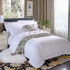 Luxury 100% Cotton Satin Stripe Hotel Bedding Sets Customizable Queen & King Sizes White Bed Sheets Hotel Hospital Use Wholesale