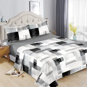 Factory Price  Polyester Cotton Bed Sheet, Lightweight Disperse Printed Finished Bedding with Elastic Edges for Home Hotel