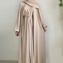 2024 EID New Promotion Abaya Designs Wrinkle Polyester 2 Piece Abaya Set Traditional Muslim Clothing Women Abaya Modest Dresses