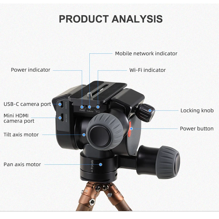 BENRO Polaris 360 Rotation Electric Panorama Head Photography Film Making Tripod Head Smart Spin Tripod Ball Head