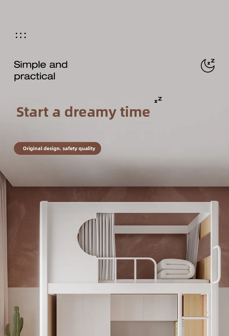 product modern design iron frames metal dormitory apartments double decker bunk beds with desks-2