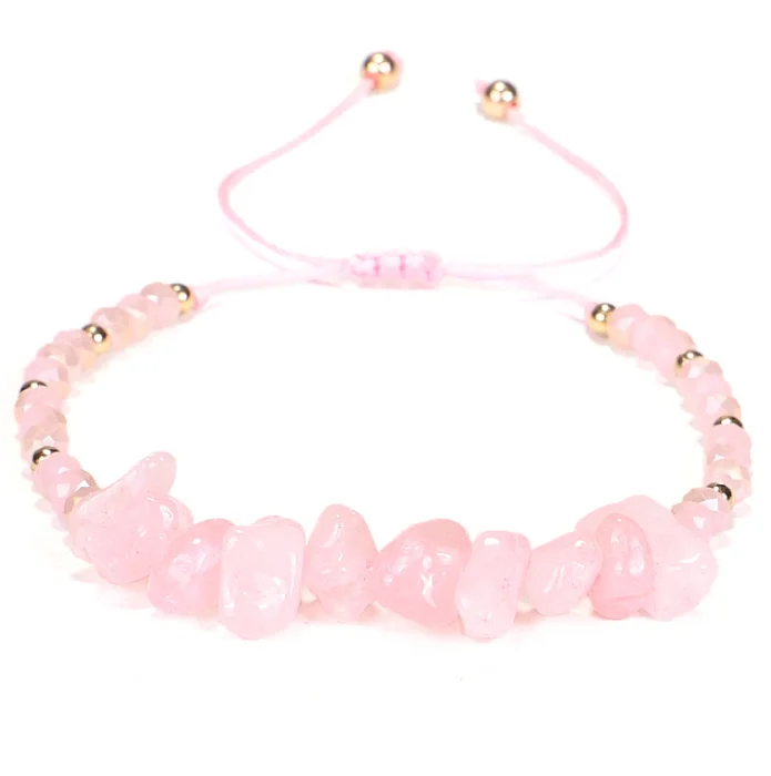 Natural Pink Crystal Stone Pink Aventurine Bracelet For Girls Wholesale 6mm  Micro Pave Zircon CZ Chain Booded Braces Perfect Gift From Rainbowhaiyan,  $31.24