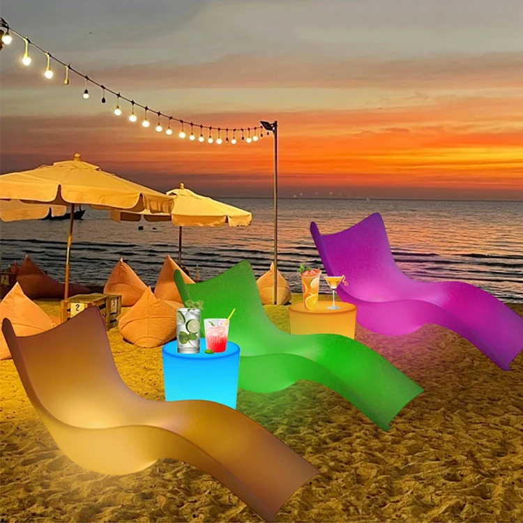 Уличные белые пластиковые пляжные стулья со светодиодной подсветкой пляжный