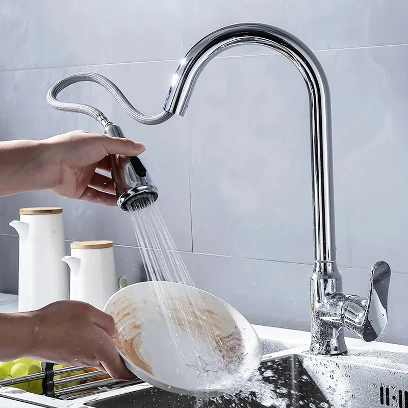 Modern Luxury Hot And Cold Basin Faucets With 360 Rotation Pull Out