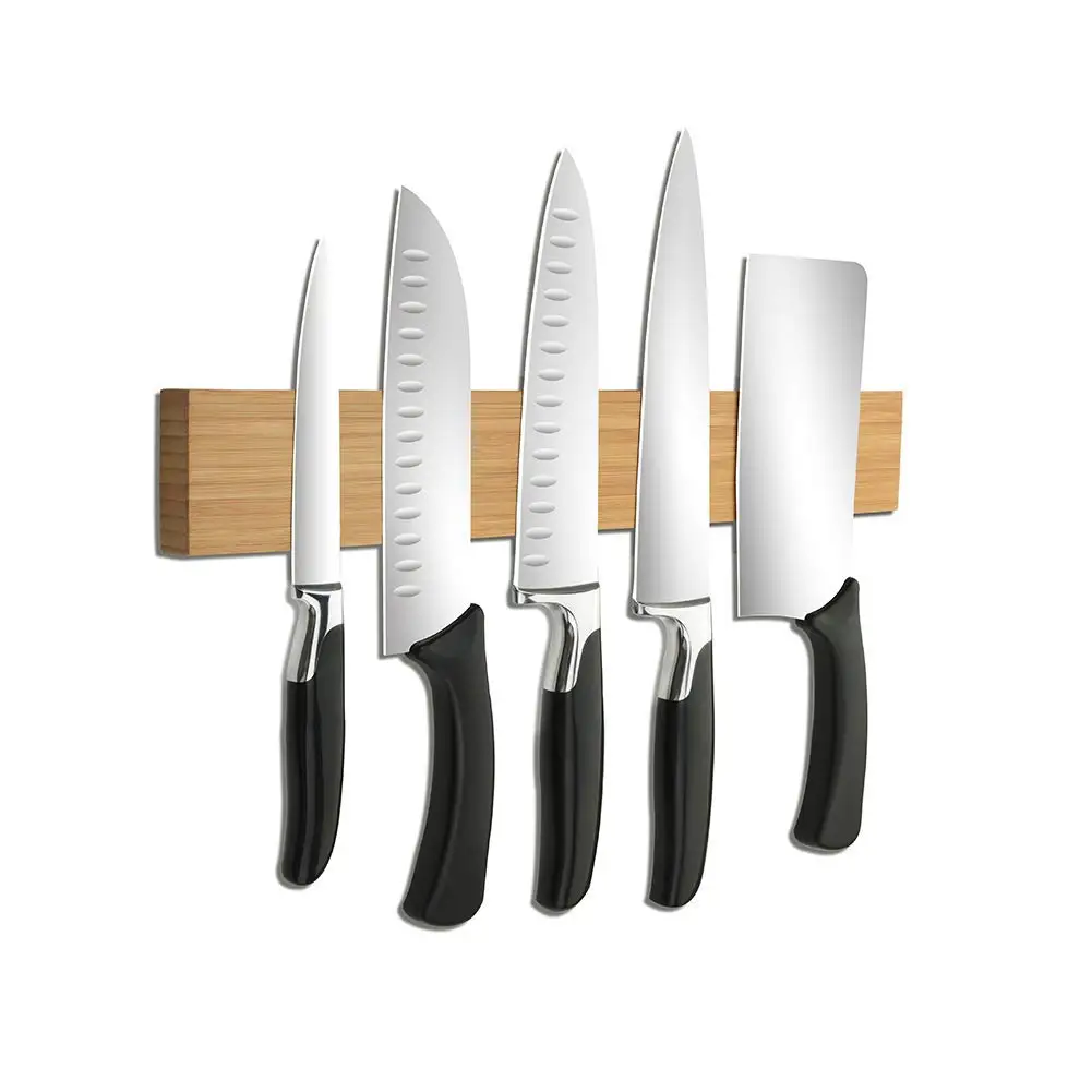 Hot Selling Wall Mounted Knives Storage and Organization Bamboo Powerful Magnetic Knife Strip for Kitchen