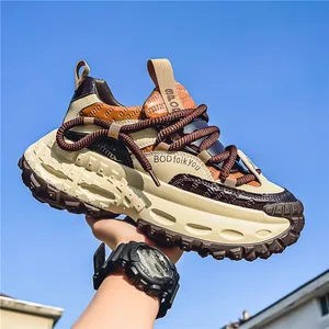 2026 Spring Summer Men's Fashionable Casual Sneaker European Station's New Lace-Up Shoes Thick Sole Height Increasing Feature