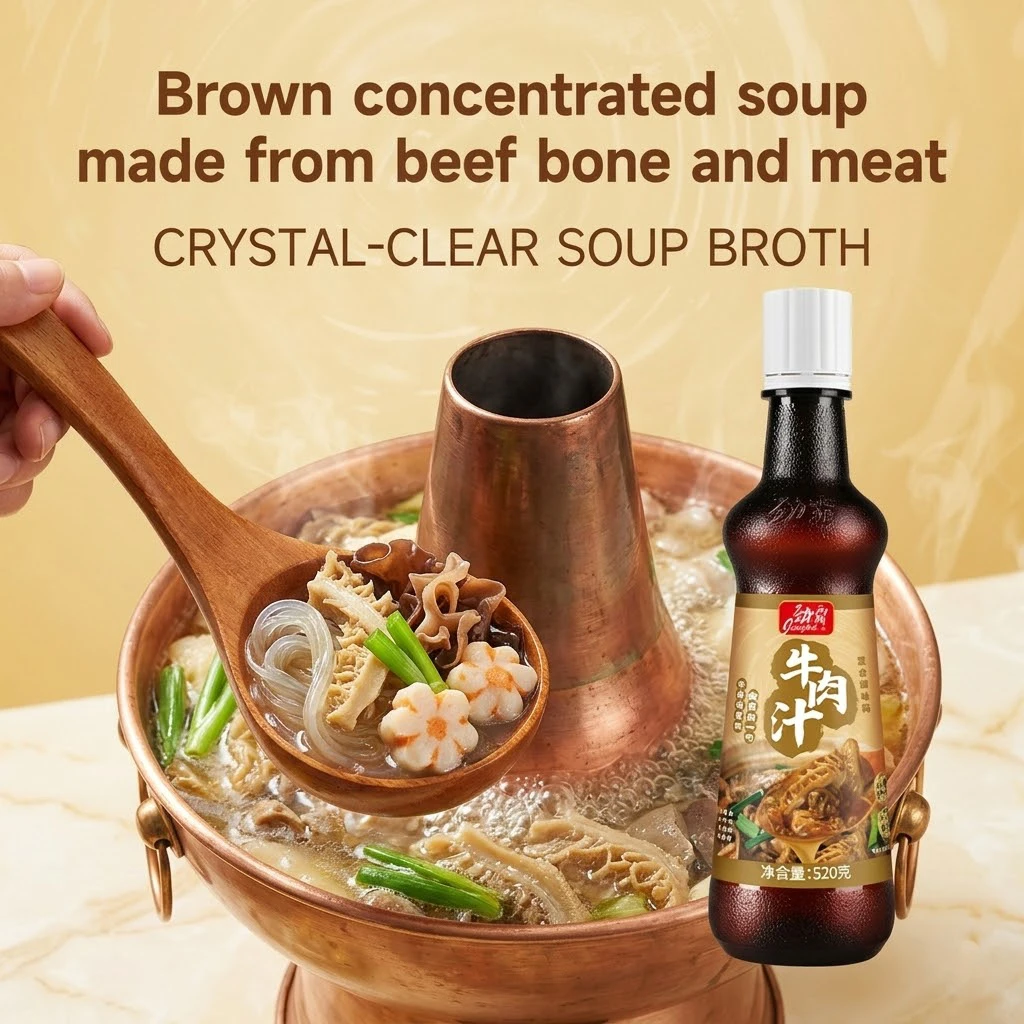 Duidelike brothgrawwyemengsel vir warmpot, beesvleisjusgekonsentreerder vir noedelsoep, warmpot en stew sowel as restaurante-kook met 'n ryk, hartige smaak