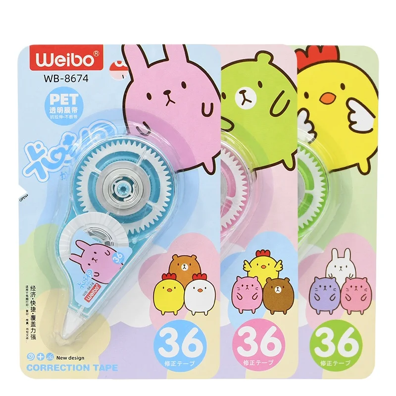 Cartoon Creative White Correction Tape Student's Daily Weibo Stationery Factory Wholesale Creative Correction Tape