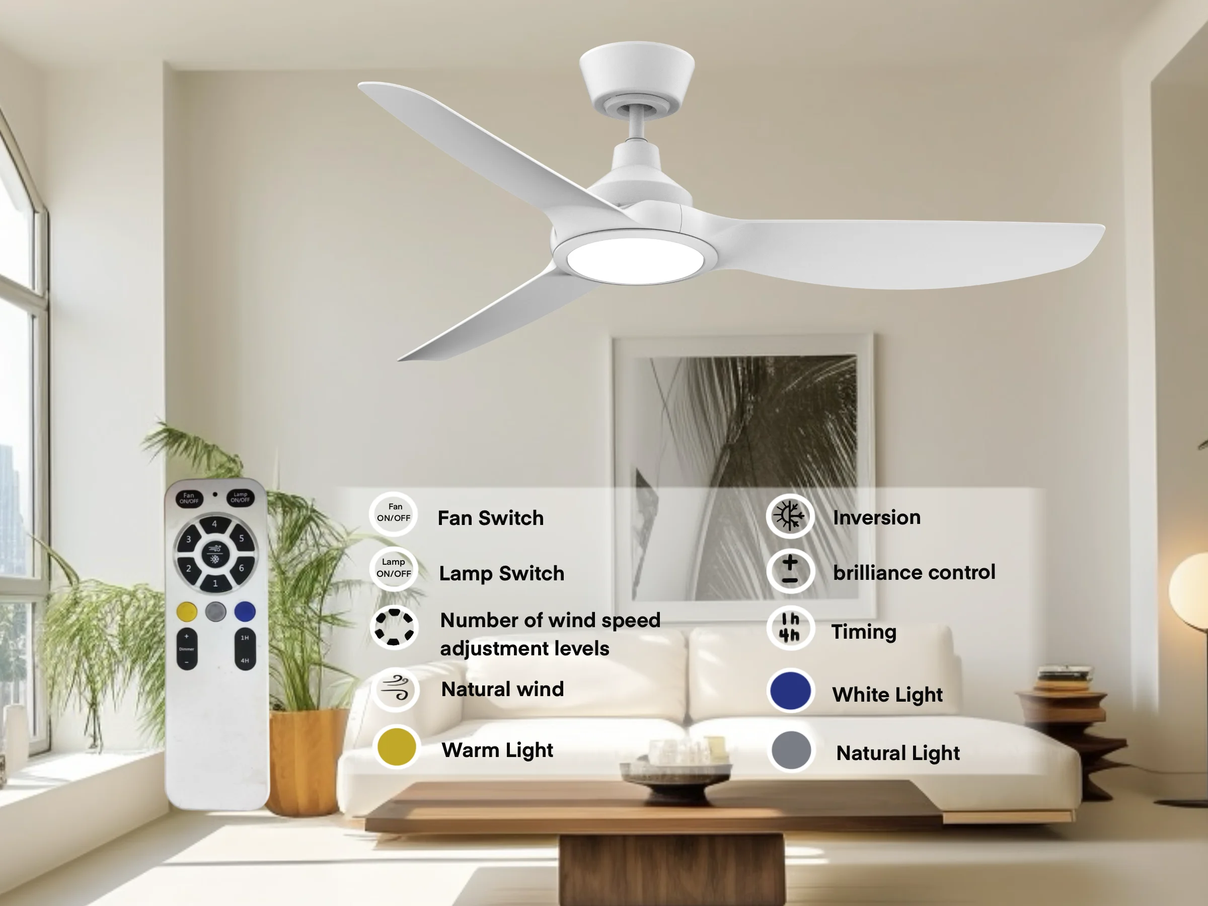Ceiling Fan, 52-Inch, LED, ABS - detail 22