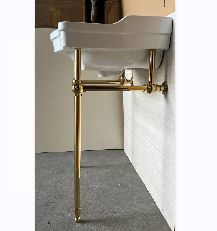 24" Console Sink With Chrome Legs Polished Stainless Steel Leg Systems Washstand Polished Gold Stainless Steel Vanity Base