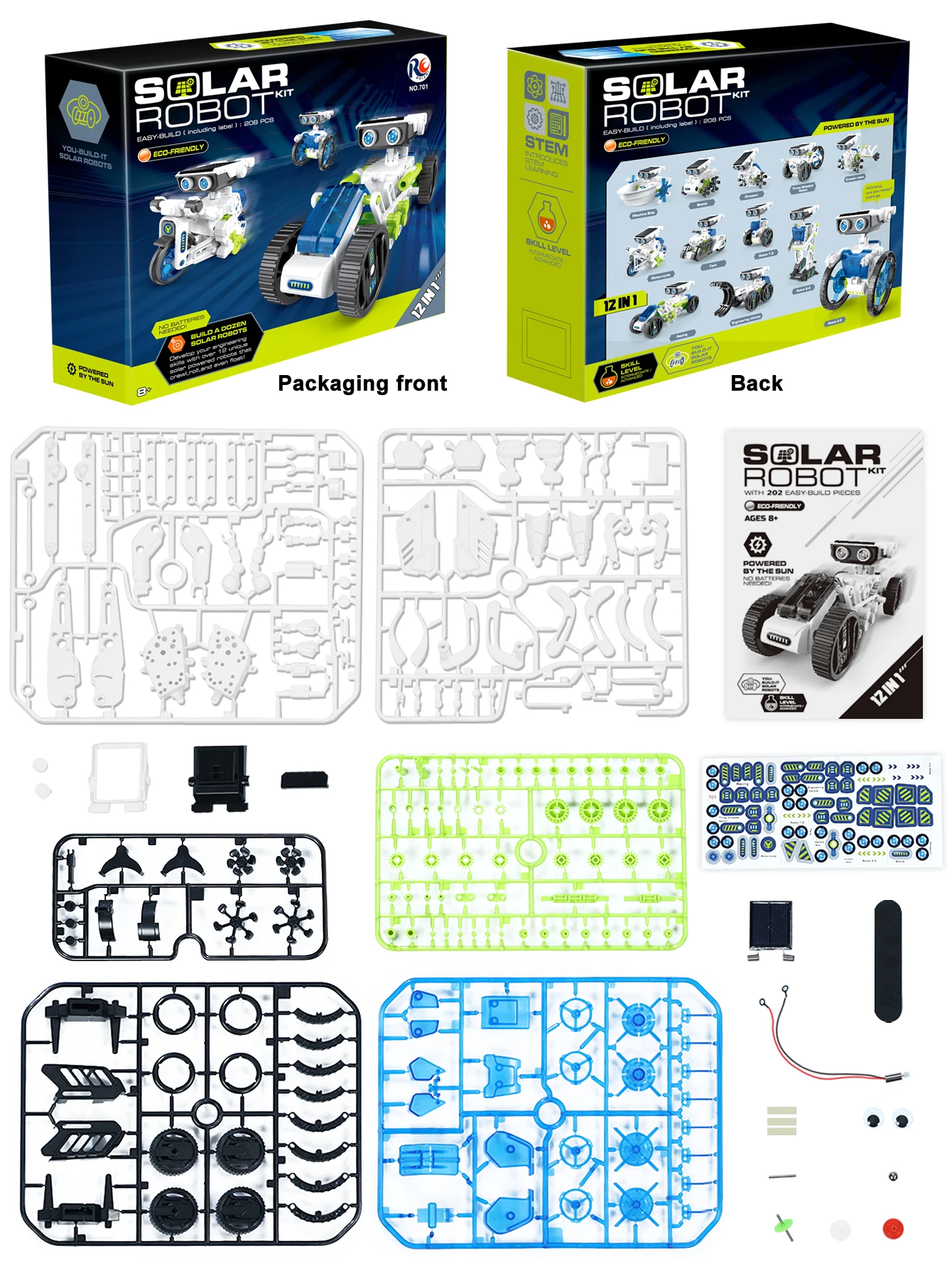 2025 12 in 1 Science Experiment Solar Robot Toy DIY Building Powered Learning Tool Education Robots Technological Gadgets Kit