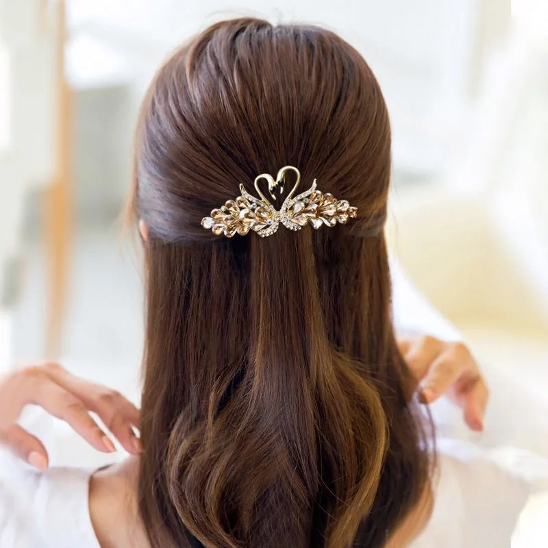Wholesales Korean Style Diamond Double Swan Hairpin Small Fashion Spring Luxury  Hair Clip Electroplated Alloy Hair Accessories - Buy Korean Style Diamond  Double Swan Hairpin,Small Fashion Spring Luxury Womens' Hair Clip,Electroplated  Alloy