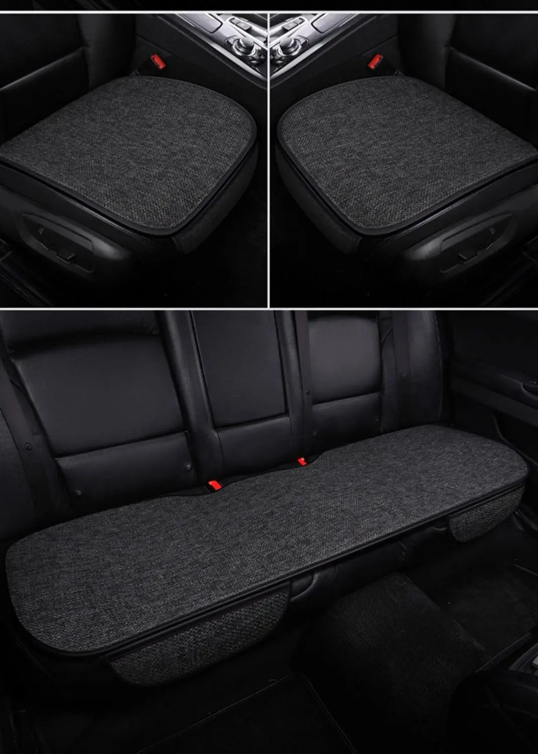 Universal Four-Season Car Seat Cushion Set Breathable Cotton Linen Rear Single Seat for Summer Use details