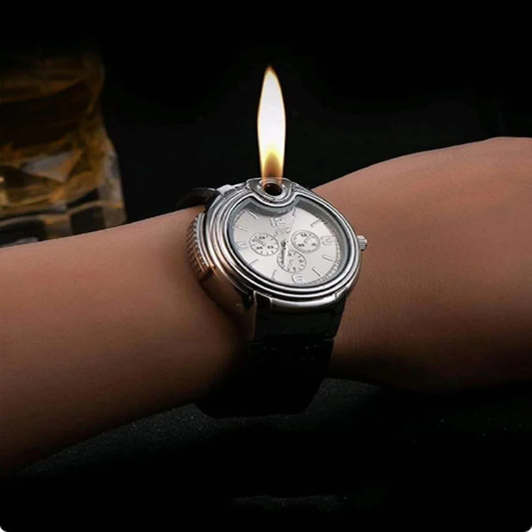 New Clocks Watches Open Flame Lighters Metal Personalized Gas Cigarette ...