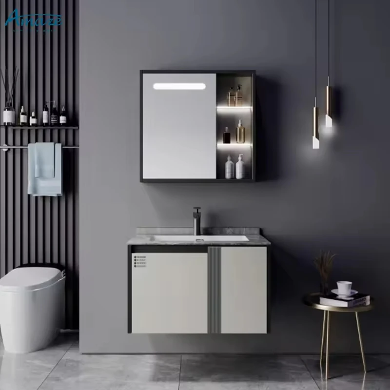 Wholesale customized modern hotel mirror wall mounted bathroom cabinet mirror vanity sink