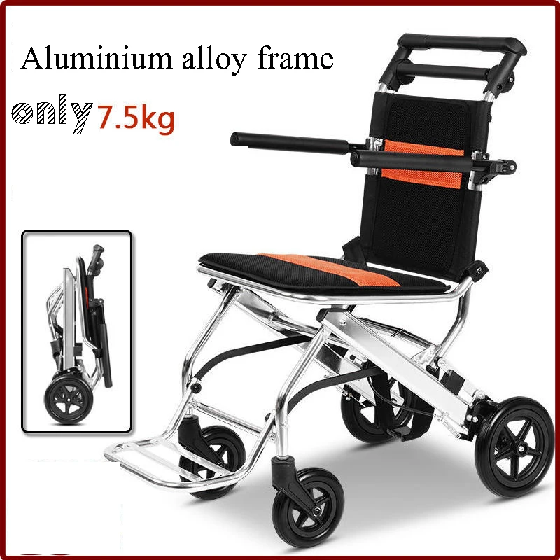 7.5 KG Elderly Wheelchair Can Be Folded on the Plane Light Portable Travel Small Children Disabled People Inflatable Walking