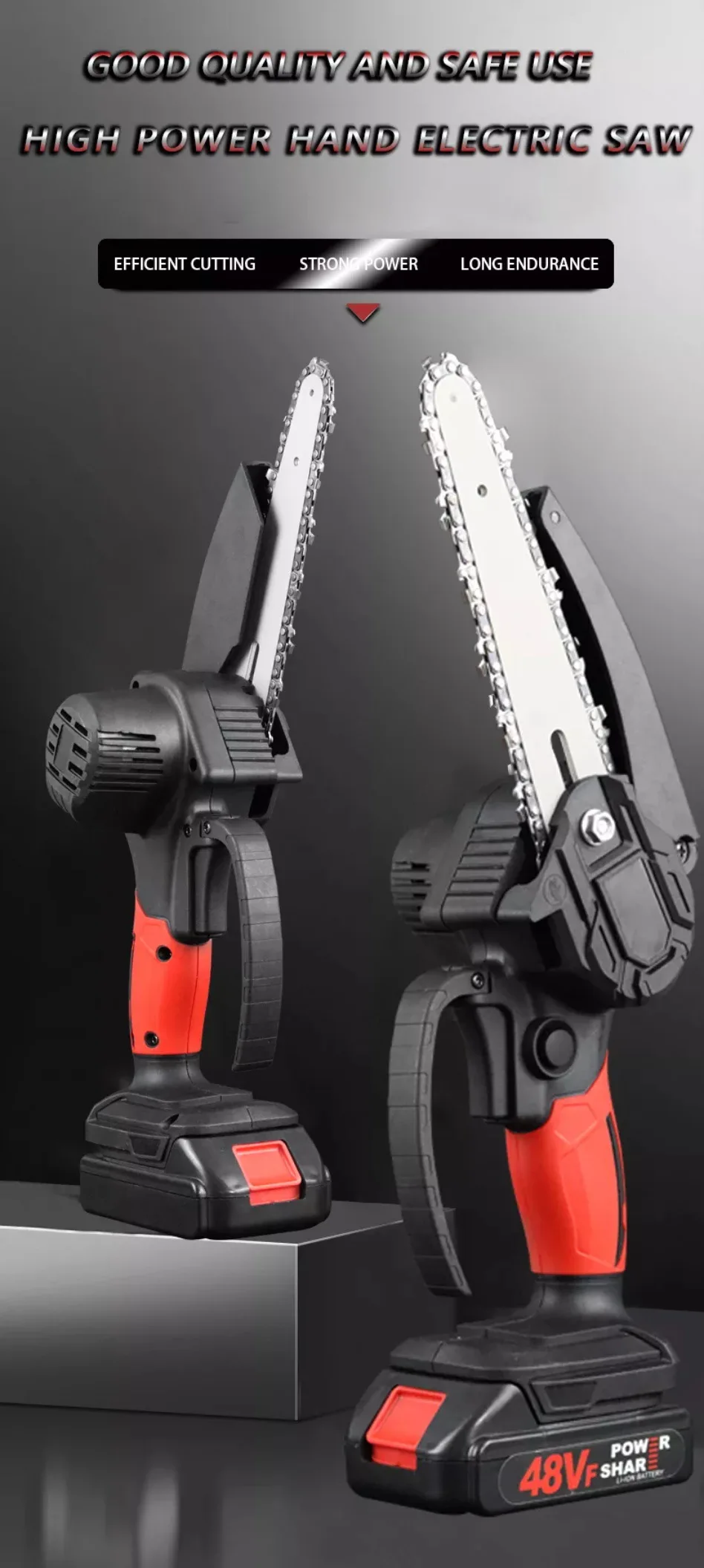 21V 6Inch Portable Cordless Chain Saw Electric Chainsaw Rechargeable ...