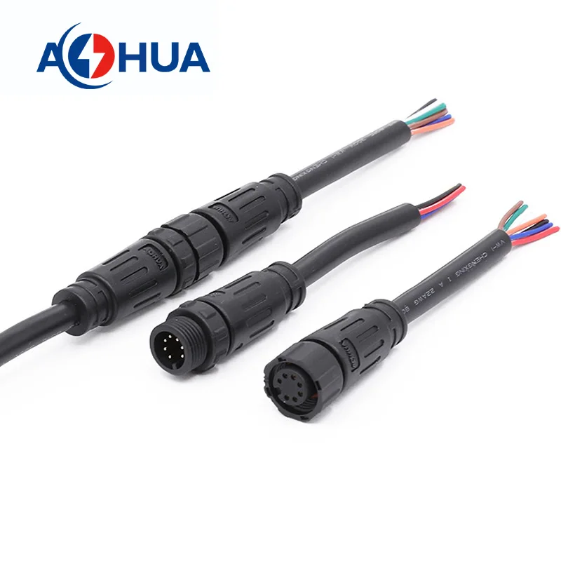 Aohua Custom Mini Waterproof IP67 Connector for LED Outdoor Automotive Lighting M12 2pin 3pin 4pin 5pin 6pin 7pin 8pin
