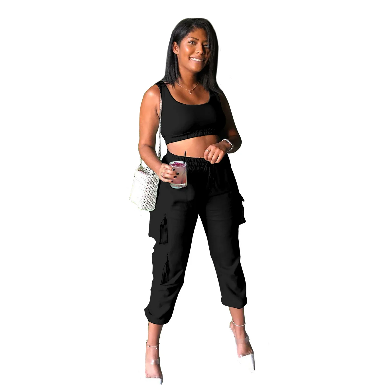 
Новейшая мода, однотонный Повседневный Карманный Комплект для йоги, женские костюмы для бега 